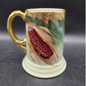 Vintage J.P. Limoges France Handpainted Corn Husk Coffee Cup Porcelain Signed